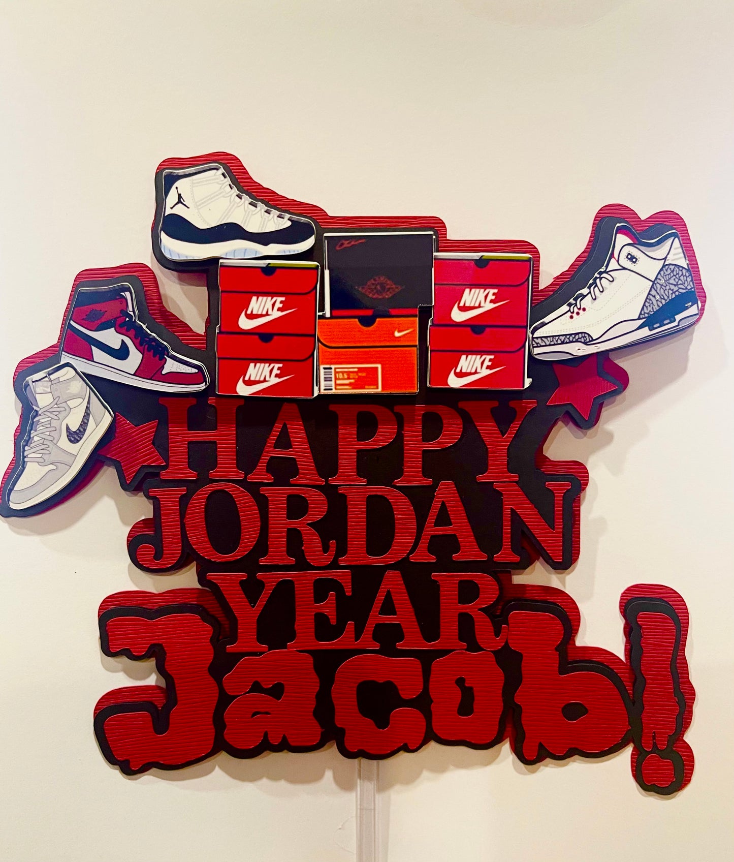 Personalized Happy Jordan Year Cake topper
